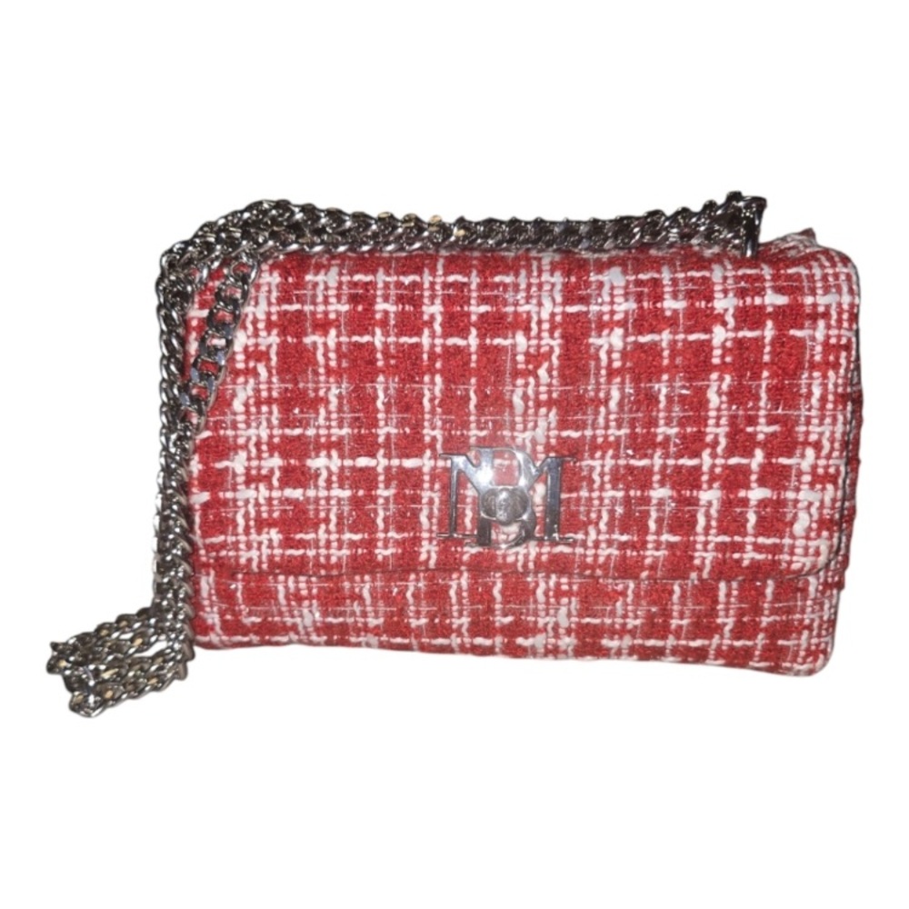 Badgley Mischka Red Tweed Crossbody Bag